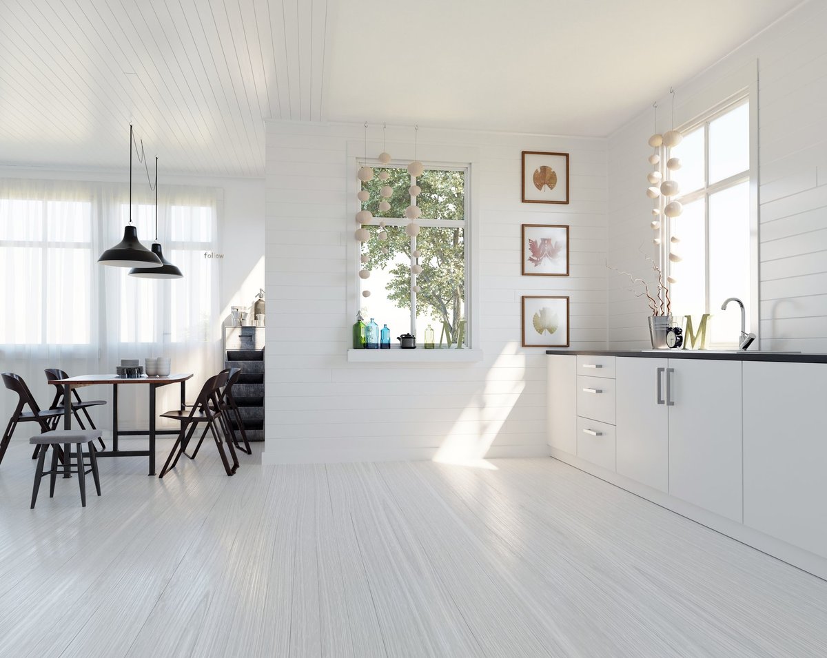 Warm, light-filled kitchen and dining area in a Little Rock home